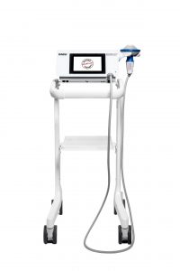 Focused shockwave therapy device on stand